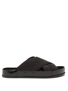 Fendi Reflections FF-logo faux-raffia espadrille slides