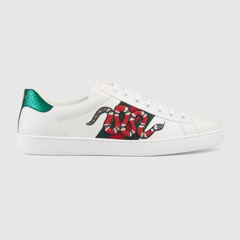 Gucci Ace Kingsnake leather trainers