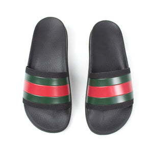 Gucci Web-striped rubber slides